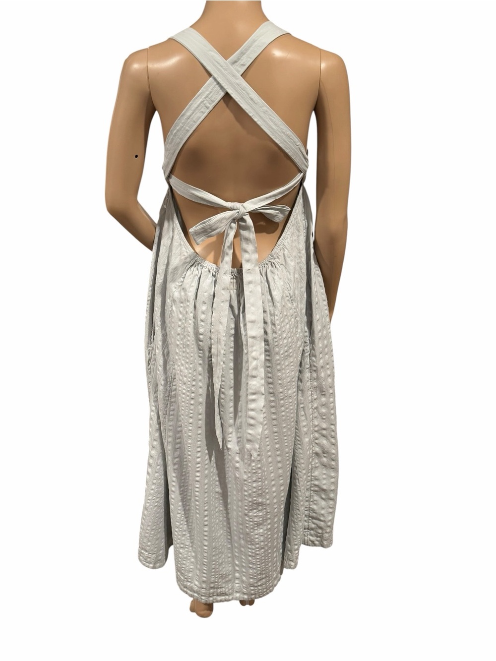 Free People FREE-EST BLUE GRAY POPPY MIDI DRESS Pleated Size M - Picture 3 of 12